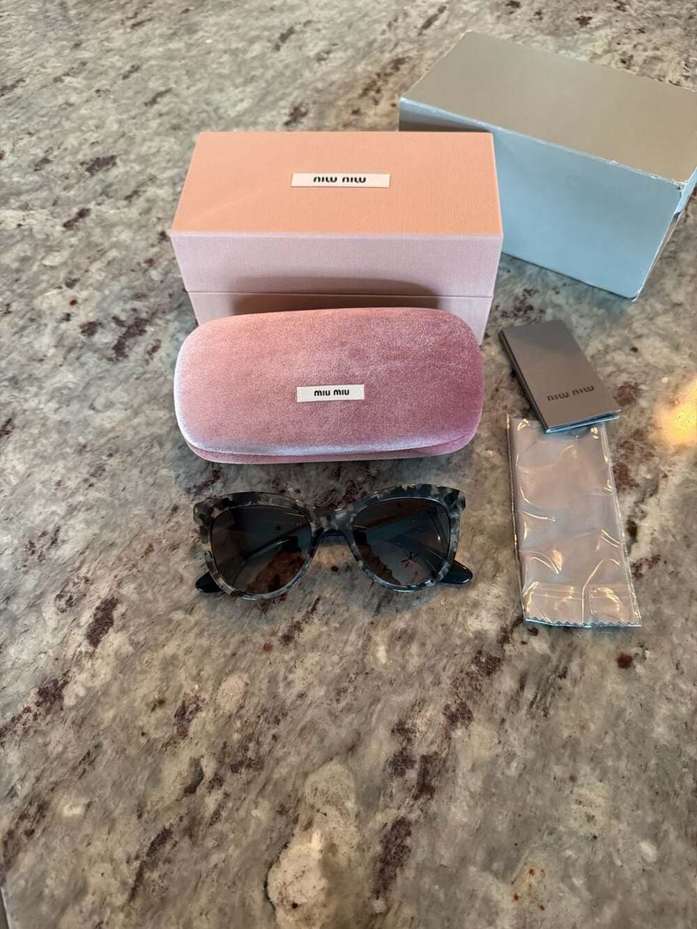 Miu Miu SMU 10P Noir Crystal Encrusted Tortoise Cat Eye Sunglasses